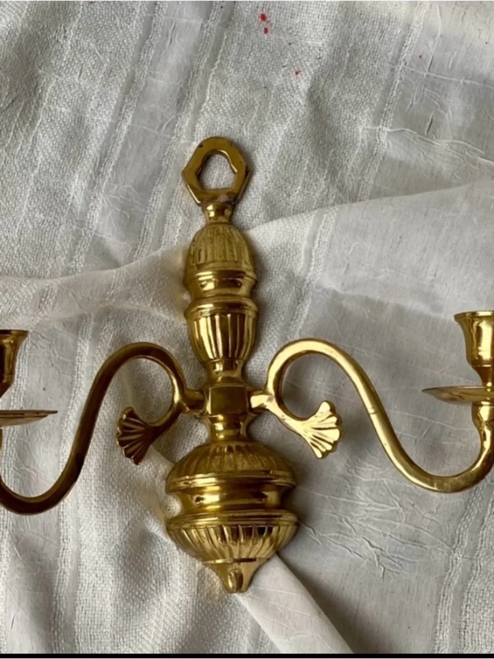 VTG Brass Wall Sconces Made in India Chinoiserie Rococo Revival Candleholders